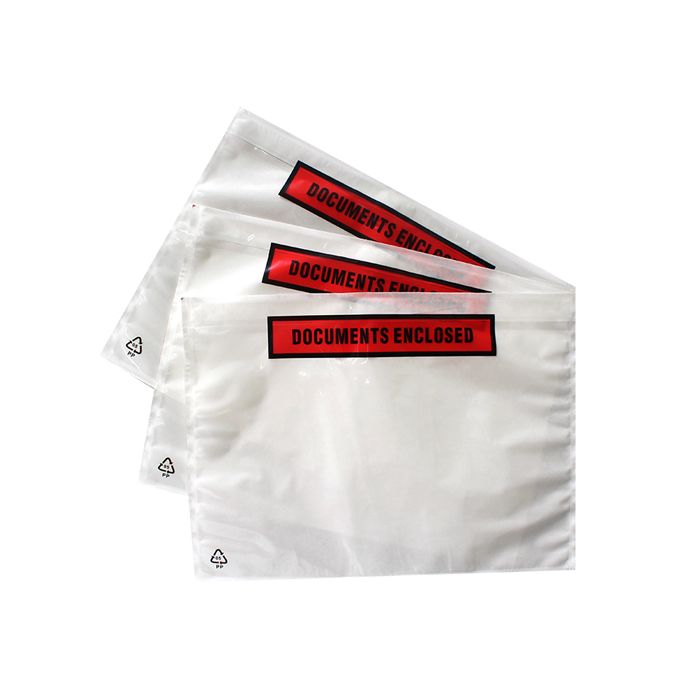 500 x A7 Printed Document pouches plastic document enclosed 125mm x 90mm peel and stick