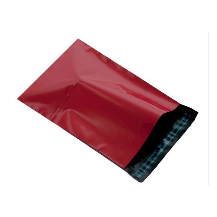250 Red plastic mailer, fully recyclable mailing bag, size 355mm x 508mm. large mailing bag