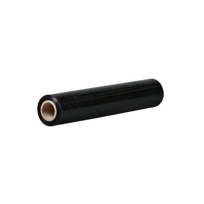 6 Rolls of Black stretch wrapping 500mm x 200 mtr, 17 MU strong pallet wrap, use to conceal pallet contents 
