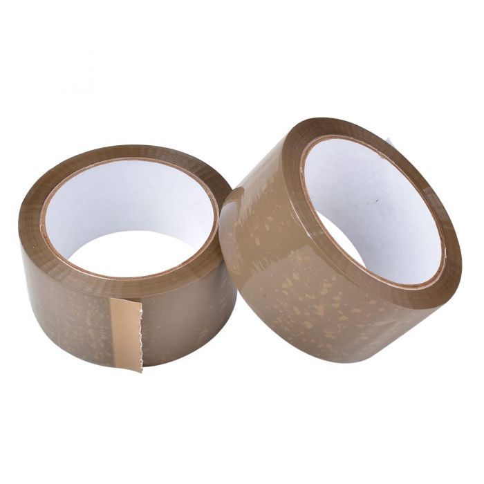 6 Rolls of Tan Hot Melt Glue 48mm wide Parcel packaging tape 66 Mtr long, strong very sticky tape