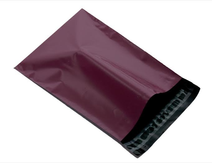 burgundy plastic mailing envelope